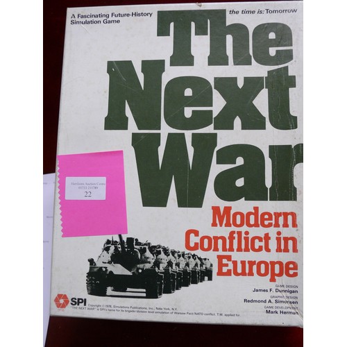 22 - THE NEXT WAR MODERN CONFLICT IN EUROPE - A FASCINATING FUTURE HISTORY SIMULATION GAME, SPI, PUNCHED