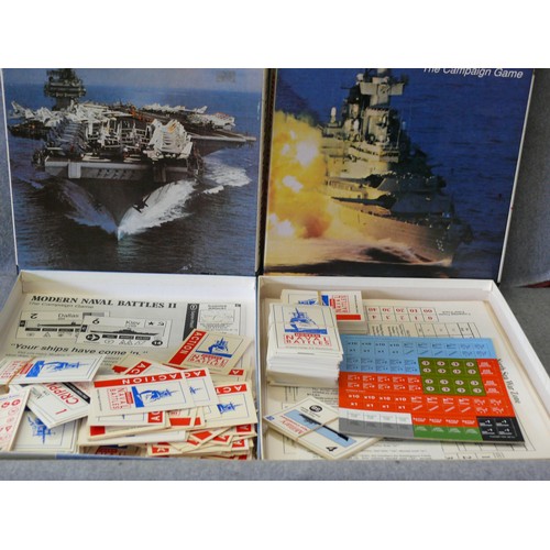 37 - MODERN NAVAL BATTLES X 2 , II X 2 , 111 , THE CAMPAIGN GAME, THE EXPANSION KIT, USED