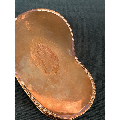 149 - Unusual vintage kidney shaped box inset with amber