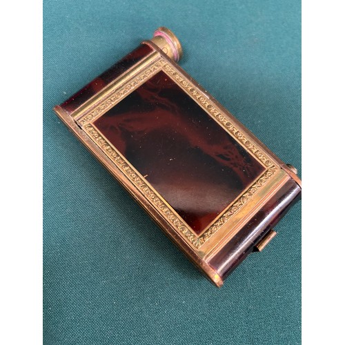 61 - Vintage novelty faux tortoiseshell camera compact with lipstick and manicure set