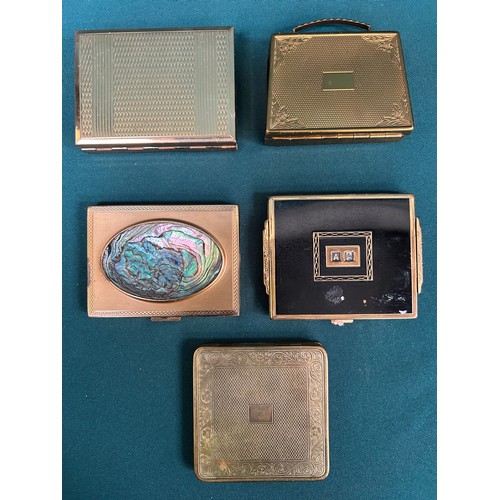 60 - Good collection of 5 vintage powder compacts including Gilt handbag by Mascot ASB, Patrys France wit... 