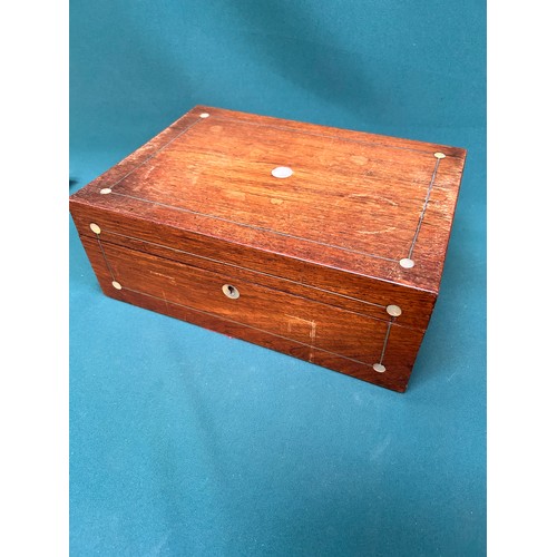 322 - Mahogany work box with mother of pearl inlay