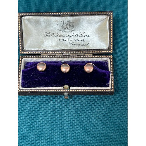 44 - Set of Edwardian 10ct Gold shirt studs in original retailers box - H Wainwright, Liverpool