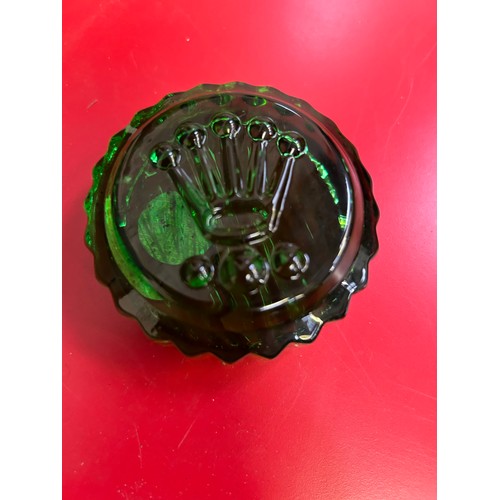 12 - Rolex green glass paperweight with hologram sticker and serial number, complete with Rolex box