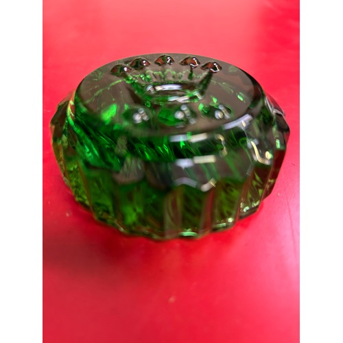 12 - Rolex green glass paperweight with hologram sticker and serial number, complete with Rolex box