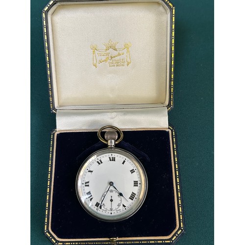 73 - A sterling silver pocket watch with Swiss movement, working when lotted. Import silver marks to case