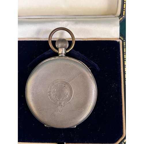 73 - A sterling silver pocket watch with Swiss movement, working when lotted. Import silver marks to case