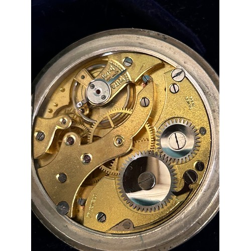 73 - A sterling silver pocket watch with Swiss movement, working when lotted. Import silver marks to case