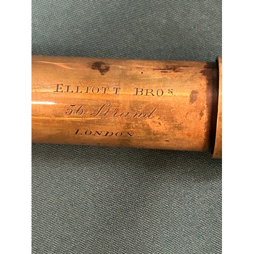 131 - 19th Century 3 draw telescope by Elliott Brothers 56 Strand London, with original leather case. Slid... 