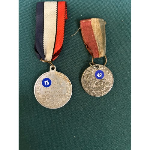 132 - Two WW1 Peace Medals on ribbons 1919