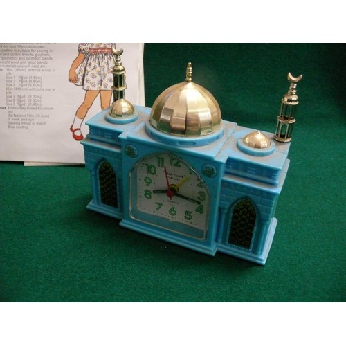 85 - RETRO LOT....SMALL WORKING  ONE ARMED BANDIT SLOT MACHINE, SMALL AZAN MOSQUE SHAPED CLOCK AND A SELE... 