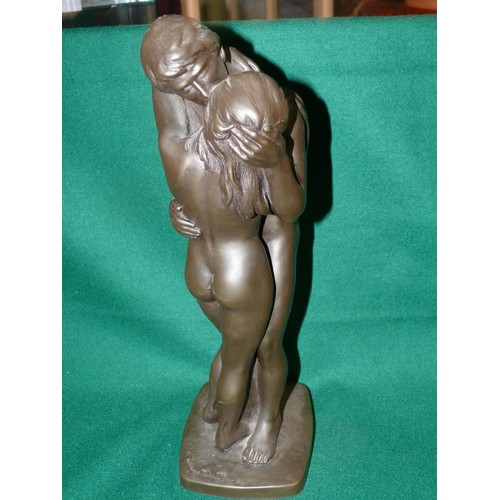 91 - BEAUTIFUL LARGE AND VERY HEAVY ADAM AND EVE FIGURE