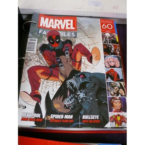 108 - LARGE COLLECTION OF MARVEL FACT FILES IN ORIGINAL RING BINDERS