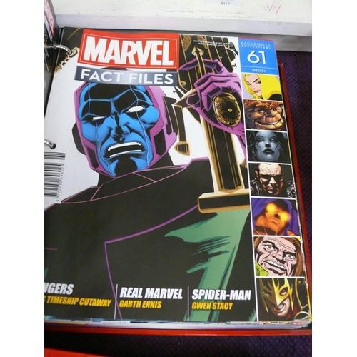 108 - LARGE COLLECTION OF MARVEL FACT FILES IN ORIGINAL RING BINDERS