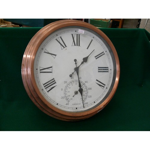 111 - LARGE COPPER CASED DOUBLE SIDED STATION CLOCK