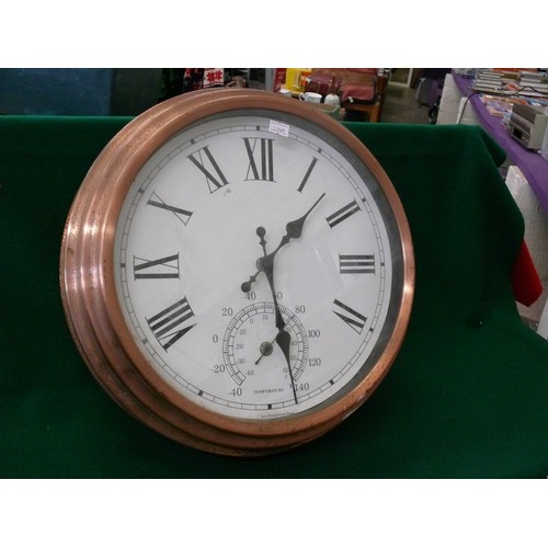 111 - LARGE COPPER CASED DOUBLE SIDED STATION CLOCK