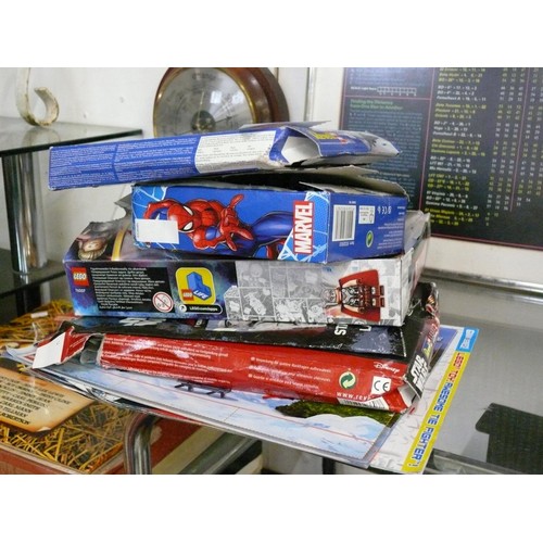 149 - SELECTION OF MARVEL AND STAR WARS LEGO SETS UNCHECKED PLUS AN AEROPLANE MODEL AND A LEGO BATMAN BLAN... 