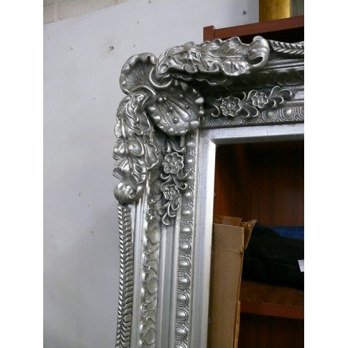 162 - SPECTACULAR SILVER COLOURED ANTIQUE STYLE PICTURE FRAME, APPROX 5FT HIGH