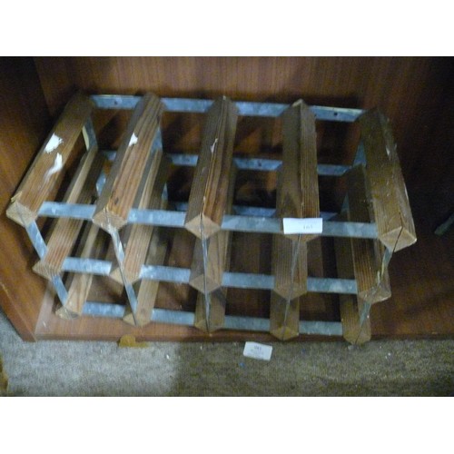 168 - WOOD AND METAL WINE RACK