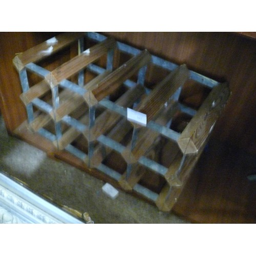 168 - WOOD AND METAL WINE RACK