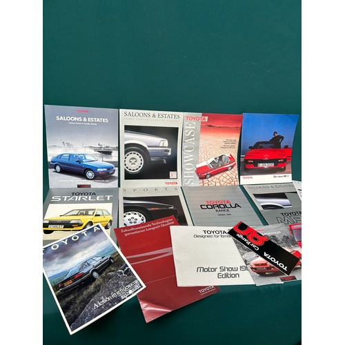 370 - Automobilia Ephemera / Car Brochures: Toyota: includes Starlet (1985), Showcase (1990), MR2 (1985), ... 