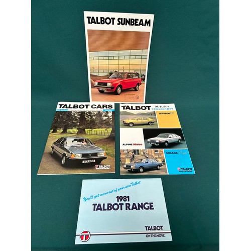 372 - Automobilia Ephemera / Car Brochures: Talbot. Includes 1982 models, Sunbeam (1980), 1981 Talbot rang... 