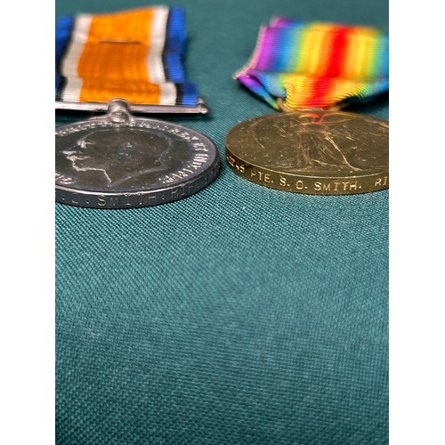 137 - Good Group of WW1 Medals and associated ephemera for Pte S O Smith, 46645 Rifle Brigade. Includes Br... 