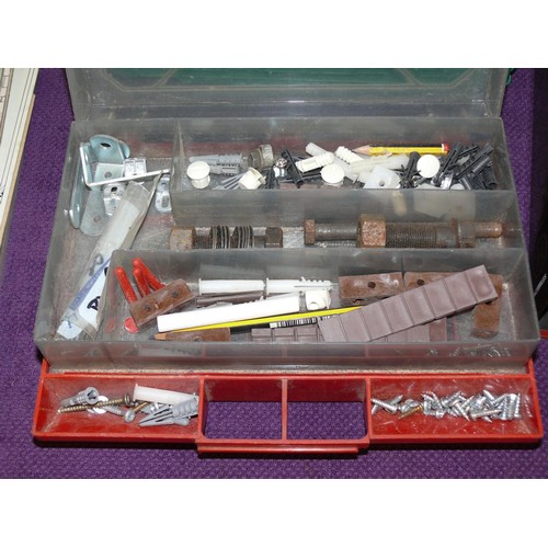 109 - FITTED TOOL BOX WITH CONTENTS OF SCREWS AND OTHER FITTINGS