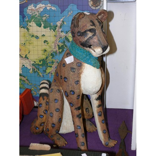 115 - BEAUTIFUL LARGE CERAMIC CHEETAH BY MILLIE WOOD SWANEPOEL