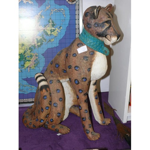 115 - BEAUTIFUL LARGE CERAMIC CHEETAH BY MILLIE WOOD SWANEPOEL