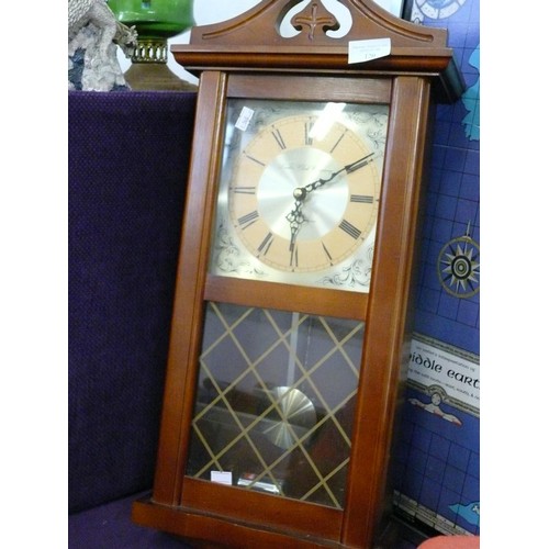 120 - WOODEN CASED WALL CLOCK BY LONDON CLOCK COMPANY