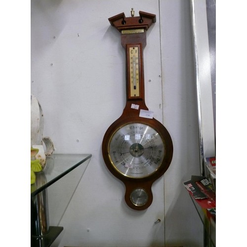 154 - A WOODEN CASED WALL BAROMETER