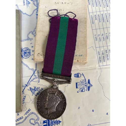 136 - General Service Medal with Malaya Bar (1948 - 1960) - ACI Bennett RAF - with box and good lot of ass... 