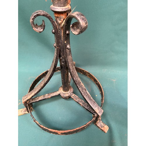 313 - Wrought iron candle stand for 13 candles - with brass sconce pans - probably first half of 20th Cent... 