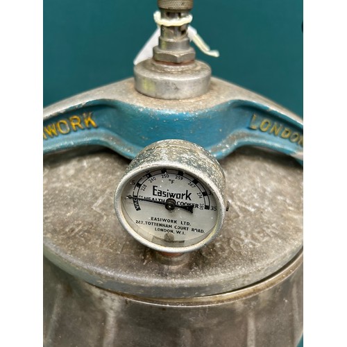 356 - Large circa 1940 / 50  Easiwork London Health Cooker - pressure cooker - cast aluminium, with gauge