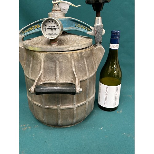 356 - Large circa 1940 / 50  Easiwork London Health Cooker - pressure cooker - cast aluminium, with gauge