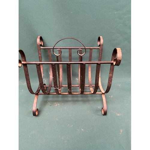 358 - Vintage wrought iron log basket