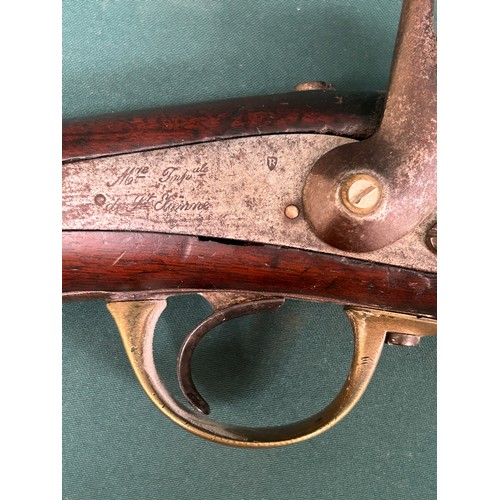 106 - An antique .65 bore French 1854 dated St Etienne percussion carbine - overall length 43 inches - wit... 