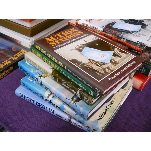 152 - COLLECTION OF AIRCRAFT THEMED BOOKS ACTION STATIONS AND FAMOUS FIGHTERS, FAMOUS BOMBERS ETC