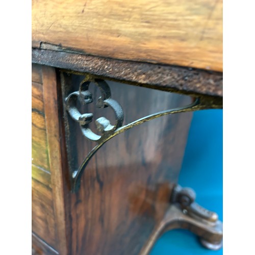 516 - Victorian rosewood veneered Davenport desk 4 drawers and dummy drawers the other side. The sloping t... 