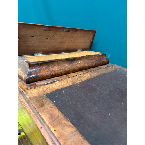 516 - Victorian rosewood veneered Davenport desk 4 drawers and dummy drawers the other side. The sloping t... 