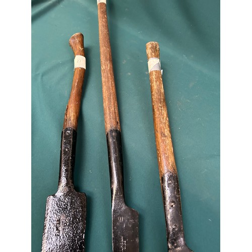 361 - An antique bill hook by Edward Elwell Ltd and two hedge knives, one also by Elwell