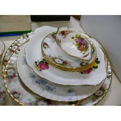 383 - COLLECTION OF ROYAL ALBERT CHINA TO INCLUDE OLD COUNTRY ROSES AND BLUE BLOSSOM