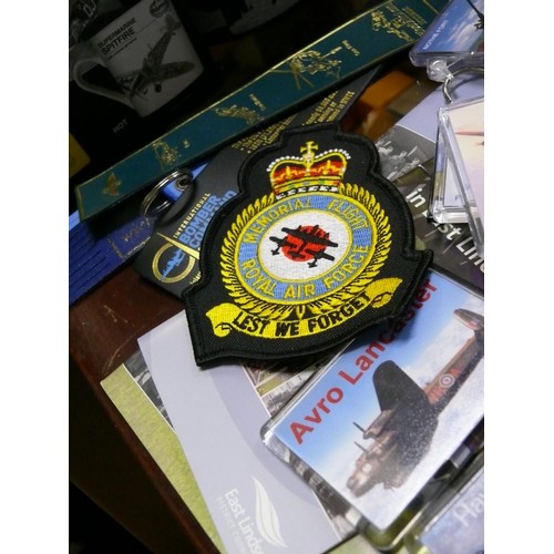 406 - COLLECTION OF AEROPLANE AND RAF MEMEROBILLA KEYRINGS, FRIDGE MAGNETS, BOOKMARKS ETC