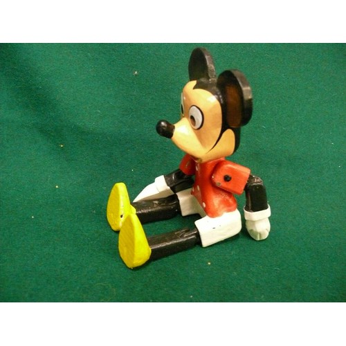 391 - WOODEN HANDPAINTED MICKEY MOUSE SHELF SITTER WITH JOINTED LIMBS