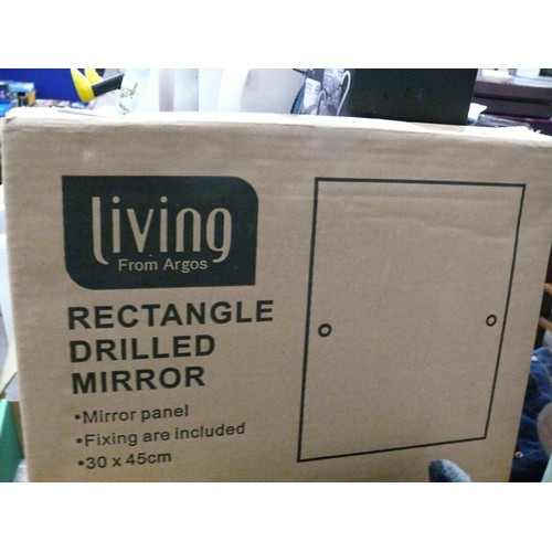 402 - BRAND NEW RECTANGLE DRILL MIRROR BY LIVING AT ARGOS