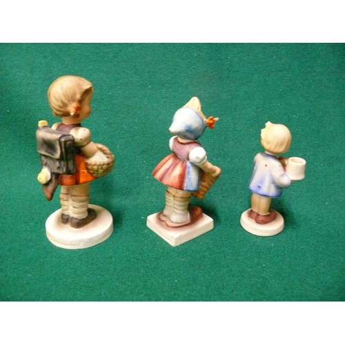 1 - 3 GOEBEL FIGURES ALL 1960`S  A LARGER ONE SCHOOL GIRL, LITTLE HELPER, no115 Girl With Flower Bouquet... 