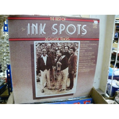 496 - 2 LARGE BOXES OF VARIOUS LP RECORDS TO INCLUDE THE INK SPOTS, CAMEO, KYLIE & JASON ETC