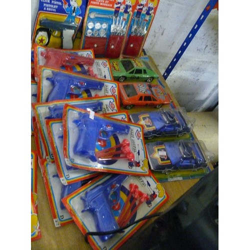 501 - LARGE COLLECTION OF NEW AND PACKAGED TOYS CARS, GUNS ETC