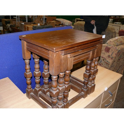 527 - NEST OF 3 DARK WOOD TABLES